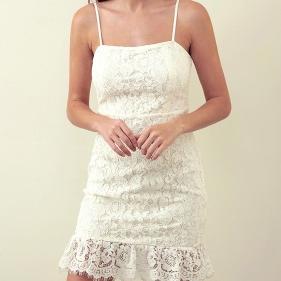 Lace Ruffle White Dress - Picture 2 of 6